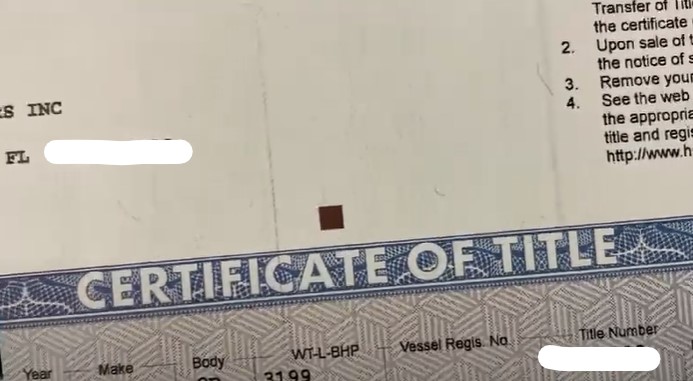 Certificate of title