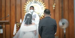 Church wedding at the altar