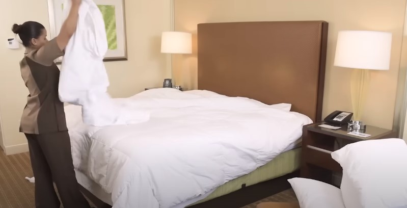 Bed making services in a hotel