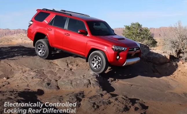 Red 4runner on a Rocky Trail