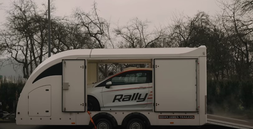 Rally car on a trailer