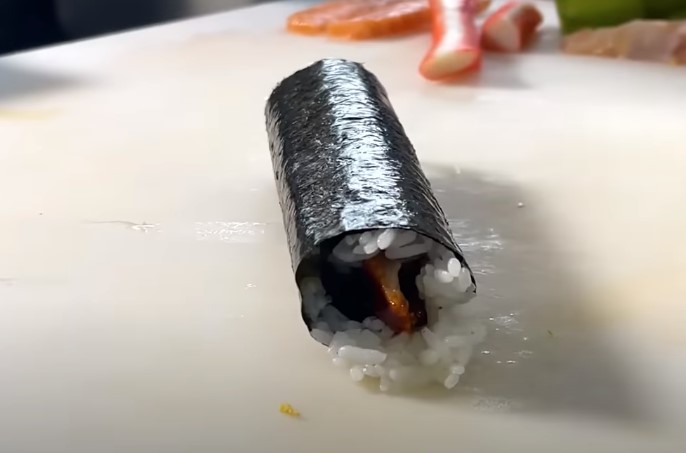 Sushi roll before cutting