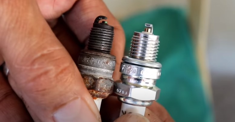 old and new spark plug