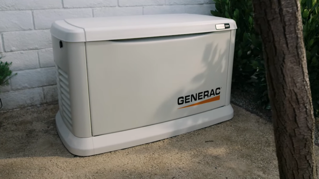 generac generator installed behind house
